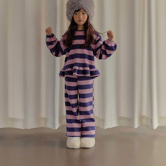 儿童条纹花边针织套装 韩国代购南大门童装2025冬款中大女童1901