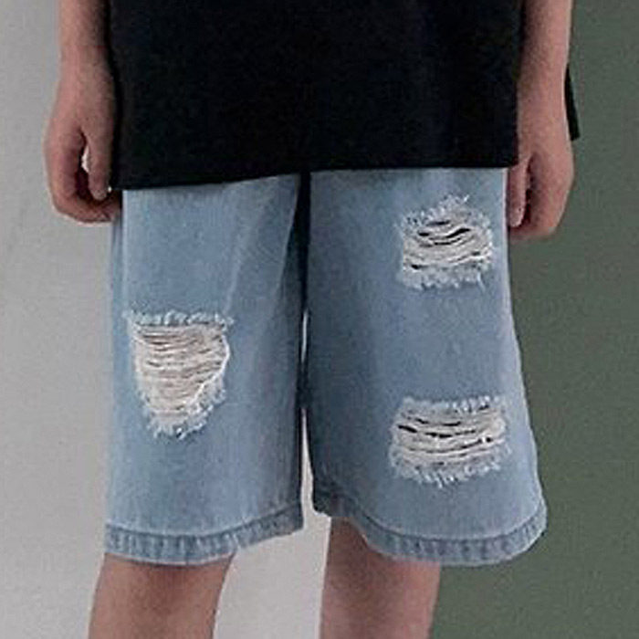 中大童男女童破洞牛仔五分短裤 OWEN韩国代购童装26夏儿童裤子751