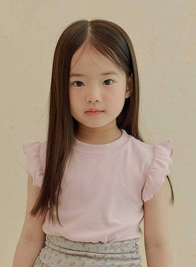 女童小童甜美纯色飞飞短袖T恤 MELIKEY韩国代购童装26夏款儿童659