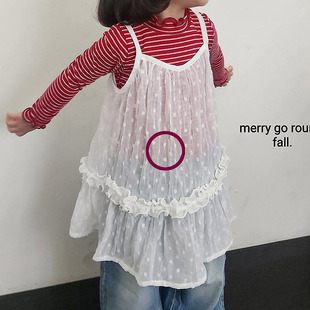 中小女童甜美荷叶边吊带连衣裙 Merry韩国代购童装26秋款儿童606