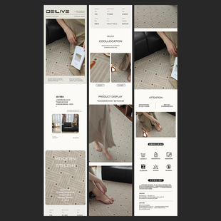 037多平台通用淘宝详情页模板ins饰品家具地毯摆件长图设计PS套版