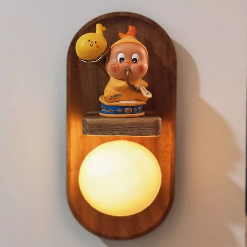 奶油风墙饰免打孔磁吸感应灯