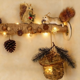 森系空调管装饰美化氛围感松鼠搬抱果管装饰遮丑神器下水管美化