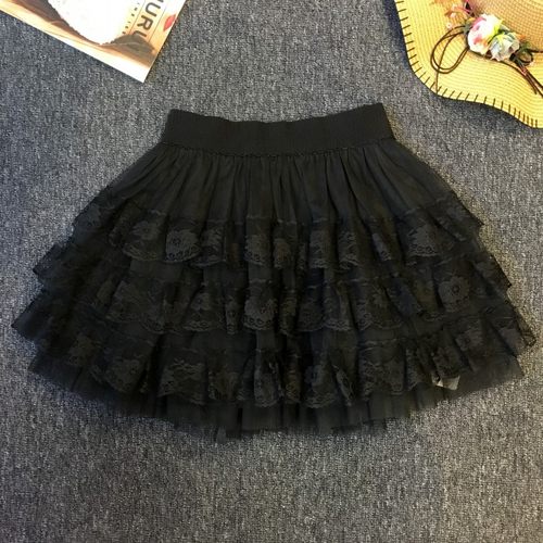 超短秋季纯色内搭网纱半身裙