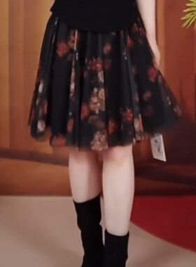 蓬蓬跳舞裙广场舞跳舞裙子大摆裙松紧腰新款半身裙新款交际舞蹈裙