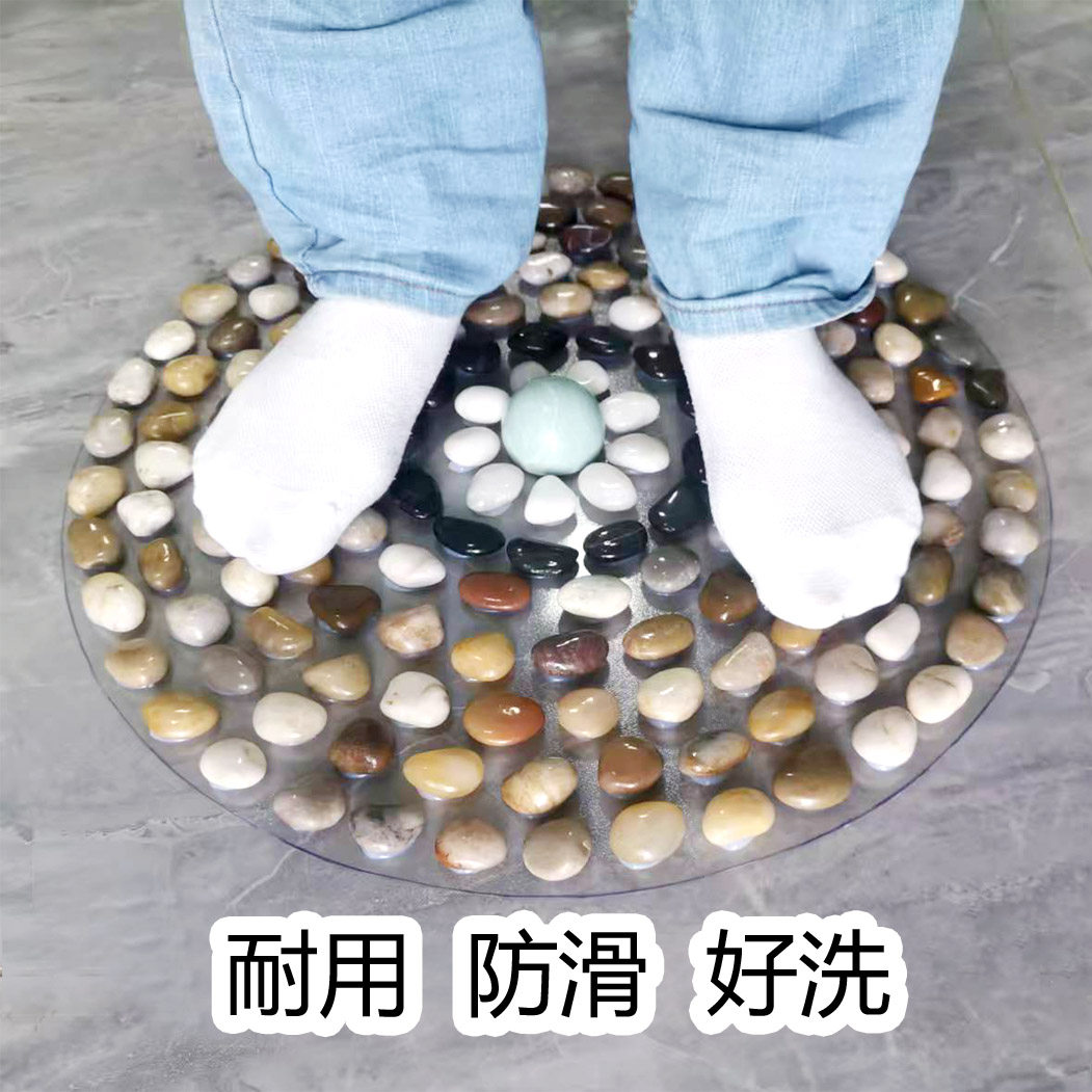 天然鹅卵石足底按摩垫浴室雨花石脚垫按摩脚底地垫石子路指压板图片