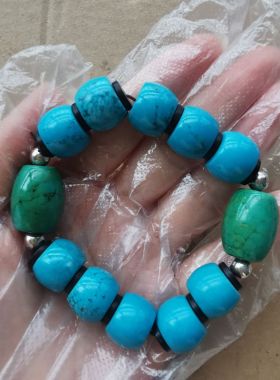 正宗湖北绿松石桶珠手串手链男女款磨盘珠桶珠DIY配饰手链饰品