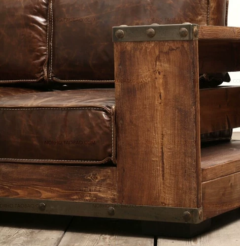 Американский диван ретро железный сплошной древесина