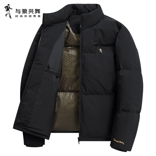 与狼共舞黑金石墨烯立领羽绒服男