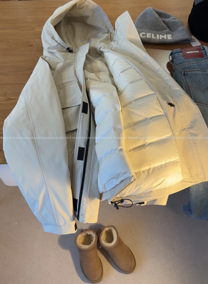 过冬战袍！工装冲锋衣派克服外套90白鸭绒羽绒服女秋冬