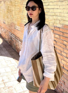 fure 包邮 简约高级松弛 女 棉麻褶皱机理感休闲防晒衬衫 宋慧乔同款