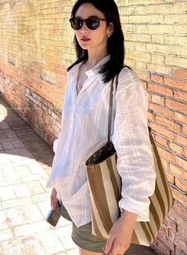 宋慧乔同款fure 简约高级松弛 棉麻褶皱机理感休闲防晒衬衫女包邮