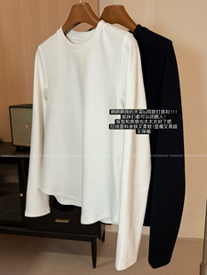 T恤圆领打底衫 暖糯云朵保暖加厚磨毛长袖 女 弧形下摆 lu同款