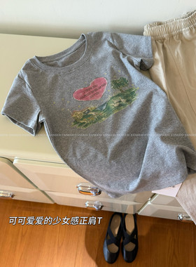 韩国原厂！the breat* 田园鸭子夏日氛围感 真肩显瘦短袖T女包邮