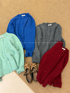 ounce 复古简约百搭羊毛混纺针织毛衣开衫女