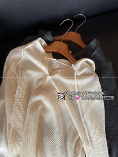 女 洋气亨利衫 ounce 随意慵懒风～羊毛高级休闲连帽镂空针织衫