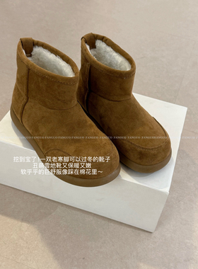 luo家新款！羊羔毛皮毛一体雪地靴女包头保暖厚底短靴子女