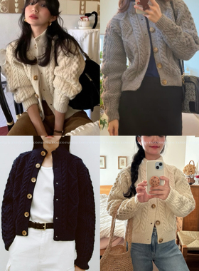 U*IC 50%冰岛羊毛 巨厚实！秋冬氛围感复古麻花毛衣外套女