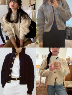 U*IC 50%冰岛羊毛 巨厚实！秋冬氛围感复古麻花毛衣外套女