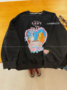 泰国潮牌小水同款！chao爱！流浪汉狗狗重工水洗刺绣卫衣女