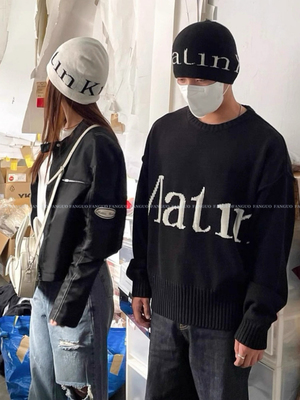 M*Kim原厂！王鹤棣同款 潮酷字母针织帽mk毛线包头帽冷帽男女款