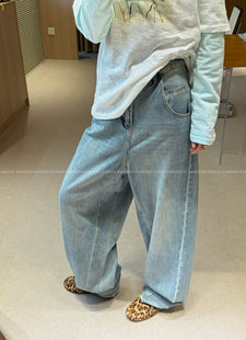 立体裁剪！痞帅调调 软糯复古做棉质宽松阔腿牛仔裤女