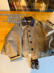 外套女 挺括高密斜纹棉翻领灯芯绒夹克短款 小禾同款 复古巴恩风