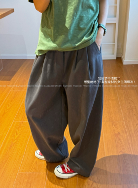 韩国s*nt 日系复古 休闲挺括斜纹棉松紧腰萝卜裤休闲裤女包邮