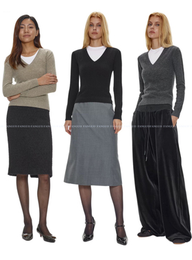 alright*！叠穿简约基础款 羊毛V领修身显瘦打底毛衣套头针织衫女