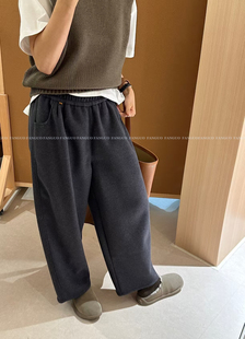 休闲萝卜裤 梨形情裤 子九分直筒奶奶裤 女 厚实毛呢阔腿裤 韩国e