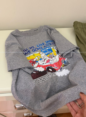 公鸡家/柔软洗水棉 卡通动漫做旧破洞休闲短袖T袖女包邮