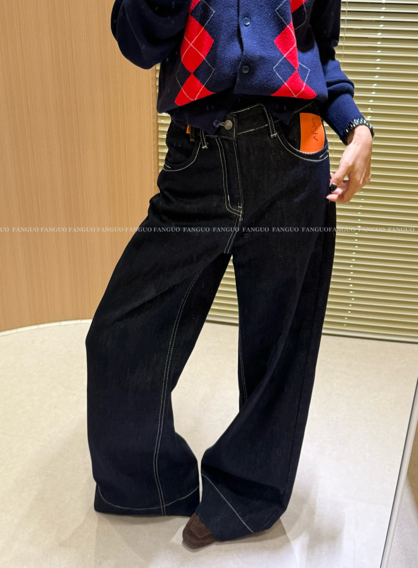 巨显大长腿！复古明线经典高级丹宁磨毛阔腿牛仔裤女,女装/女士精品,牛仔裤,淘宝优惠券,粉丝福利购,淘宝优惠卷