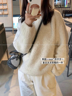 韩国ounce 奶乎乎～复古温柔羊绒圈圈纱慵懒风羊毛毛衣女
