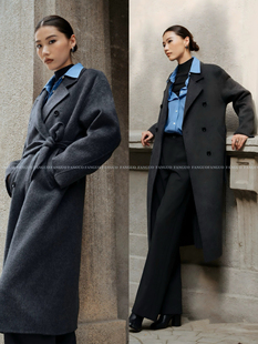 重磅！极简经典！高定美利奴羊毛手缝立体轮廓双面羊绒大衣外套女