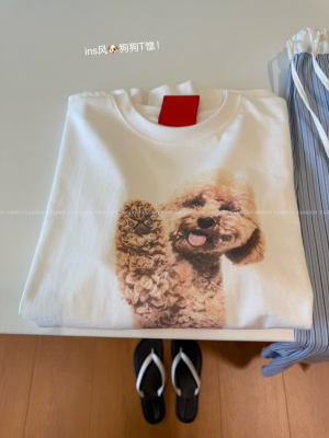 韩国潮P～露思同款 泰迪小狗 慵懒风休闲全棉长袖T恤女包邮