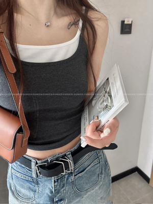 【叠中叠】绝美miu系内搭！时髦气质叠穿式撞色一体杯背心