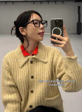金泰妍同款！复古腔调气质立领羊毛针织毛衣外套女