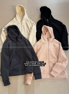 小暖炉！lu家同款 内搭叠穿句百搭！加厚奥利绒拉链连帽外套女