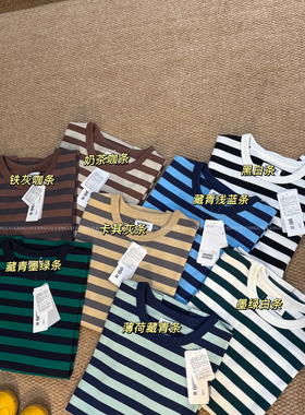 日本BEA* BOY原厂！配色复古文艺高级 260g重磅全棉条纹短袖T恤