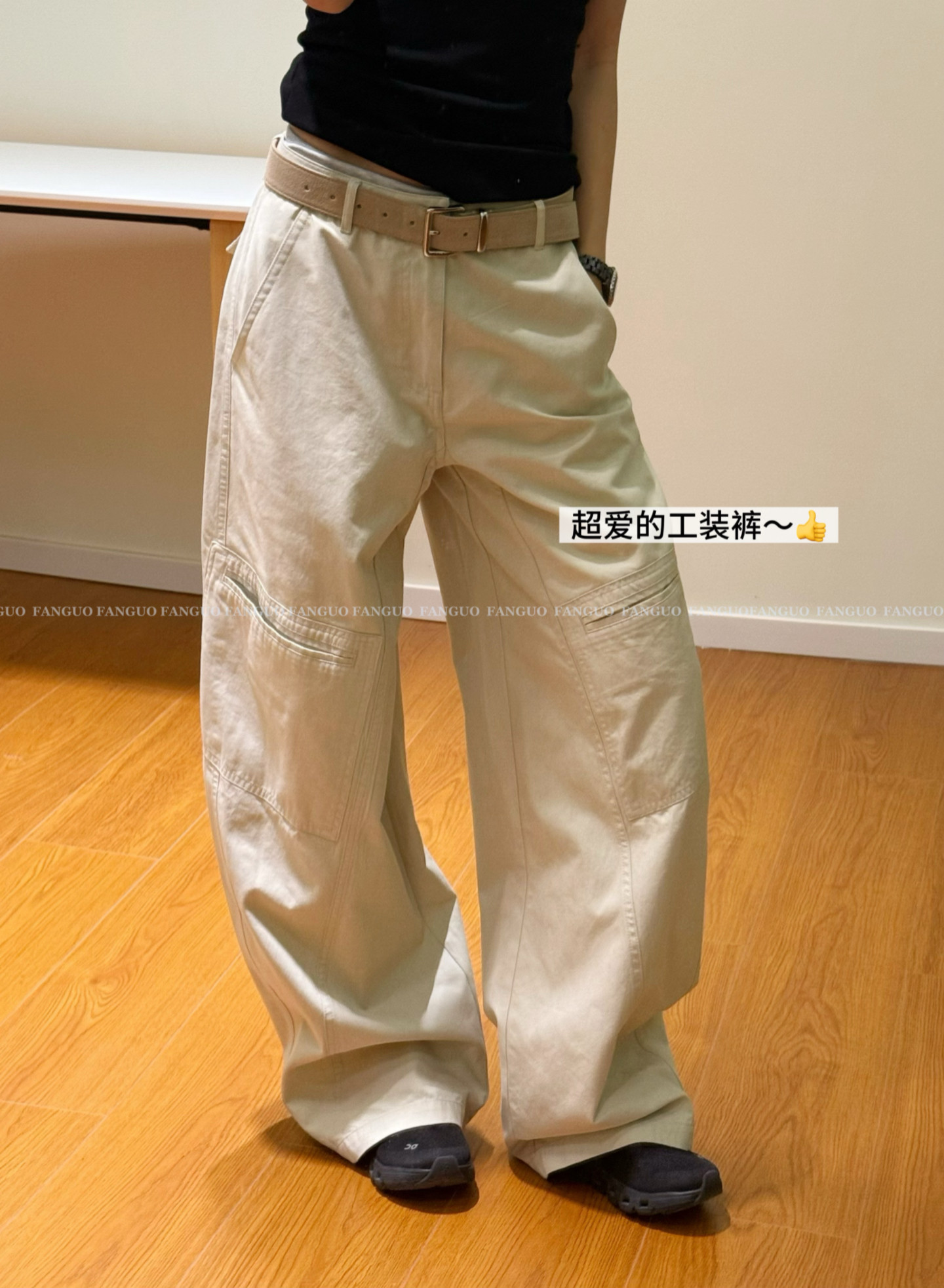 韩国nnbaby  焊死这条！美式复古挺括高级洗水棉休闲工装裤女包邮