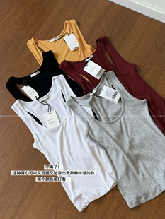 包邮 North U领显瘦高弹螺纹基础百搭打底背心女 TANK 经典 多色