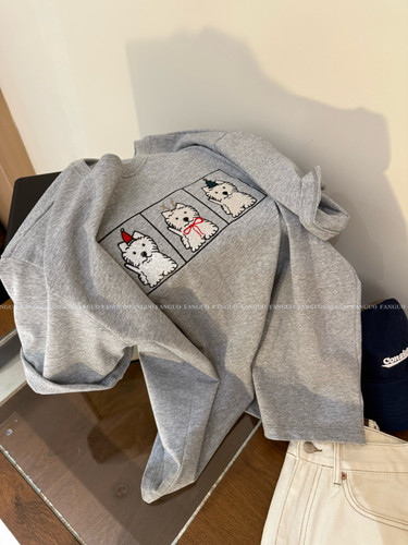 【三只西高地】韩国小众 salt刺绣全棉休闲宽松短袖T恤女