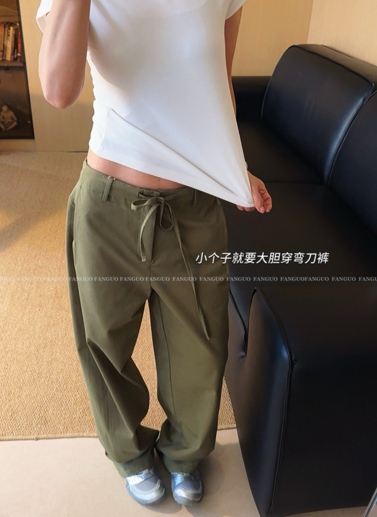 at！有调性 巨显瘦遮胯！全棉茧型抽绳宽松镰刀裤休闲裤女