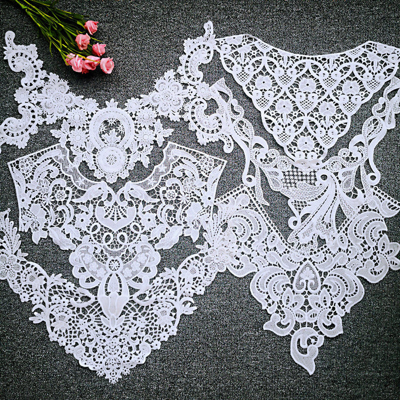 WHITE FALSE COLLAR U CLOTHING HANDMADE ACCESSORIES DIY ROUND NECK EMBROIDERY LACE NECKLINE ACCESSORIES BACK KOREAN V-NECK