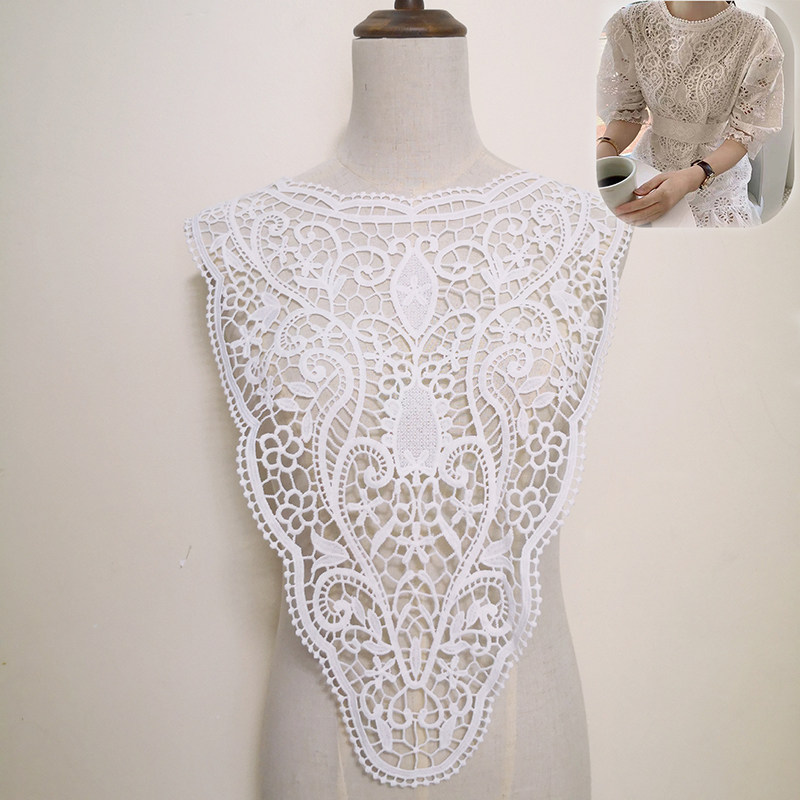LACE EMBROIDERY FAKE COLLAR SHAWL LACE DIY GARMENTS HANDMADE ACCESSORIES LARGE LAPELS WHITE FOLIO COLLARS V-NECK