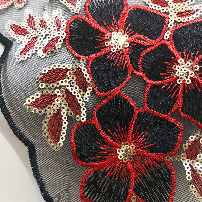 NECKLINE LACE EMBROIDERY COLLAR SEQUIN EMBROIDERY DIY GARMENTS HANDMADE ACCESSORIES RED MESH GREEN FALSE COLLAR