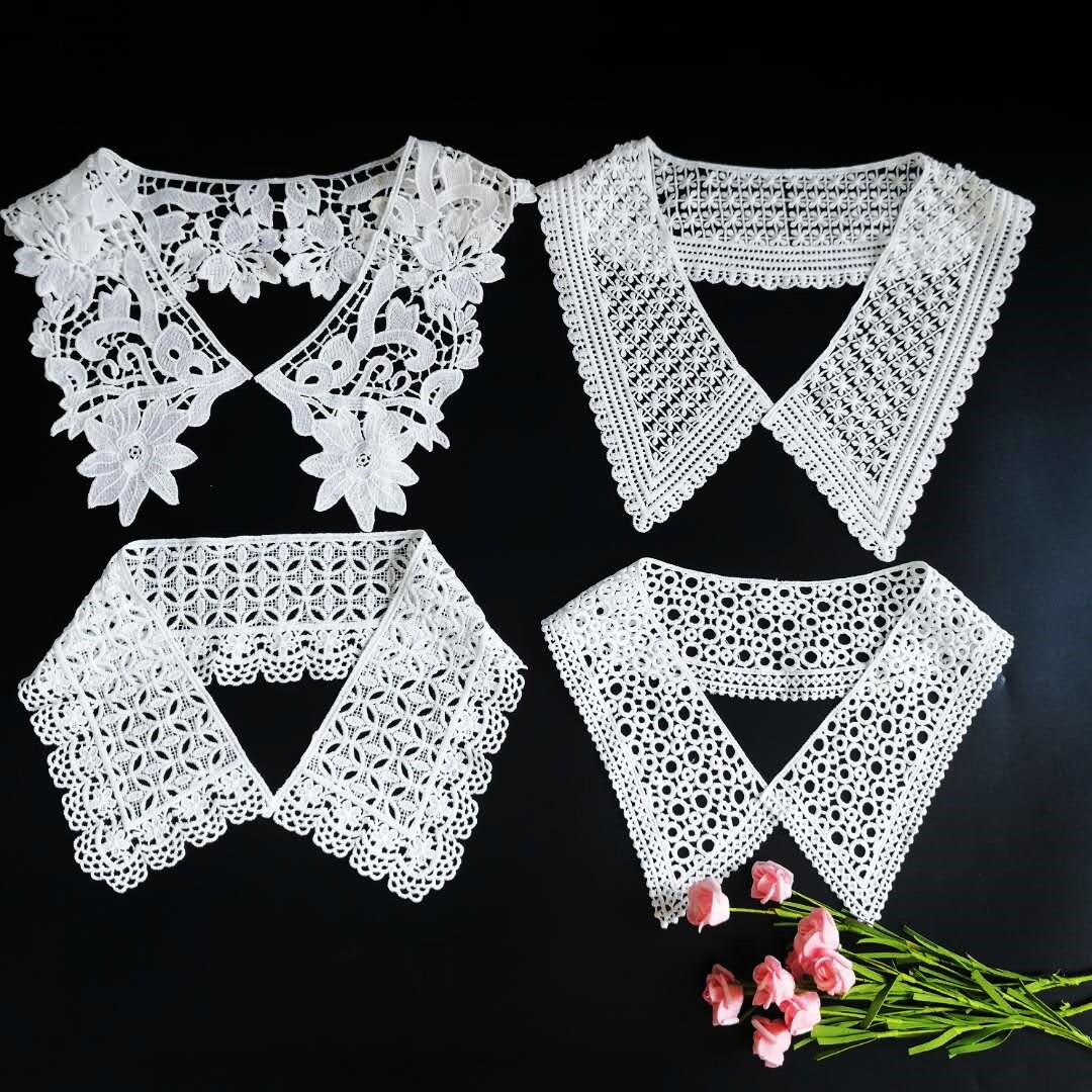 WHITE DOLL COLLAR SHIRT COLLAR DIY GARMENT HANDMADE ACCESSORIES WATER-SOLUBLE EMBROIDERY LACE TRIM LAPEL STRIPS