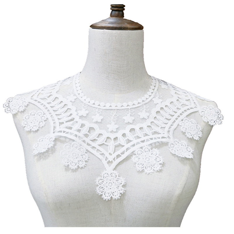 DIY CLOTHING HANDMADE ACCESSORIES COLLAR ACCESSORIES WHITE WATER-SOLUBLE EMBROIDERY LACE NECKLINE MESH FAUX COLLAR CUTOUTS
