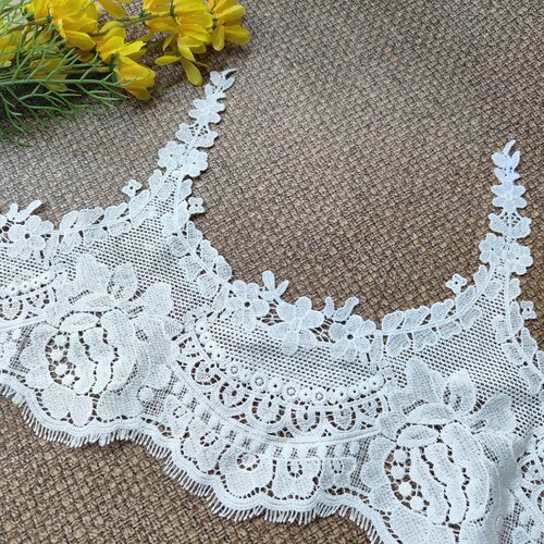 白色刺绣波浪蕾丝花边辅料28cm