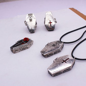 朋克歌特滴油十字蜘蛛网个性 欧美时尚 流行饰品 棺材项链戒指男女